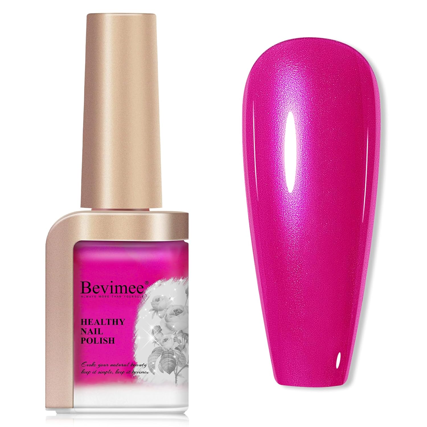 Nail Polish Quick Dry, Rose Hot Pink Nail Lacquer Nail Art Polish Non-Gel Air Fast Drying, Shimmer Pink Nail Pigment High Coverage Fingernail Concealer Polish, 1PC 12ML Long Wear-Velvo Beauty