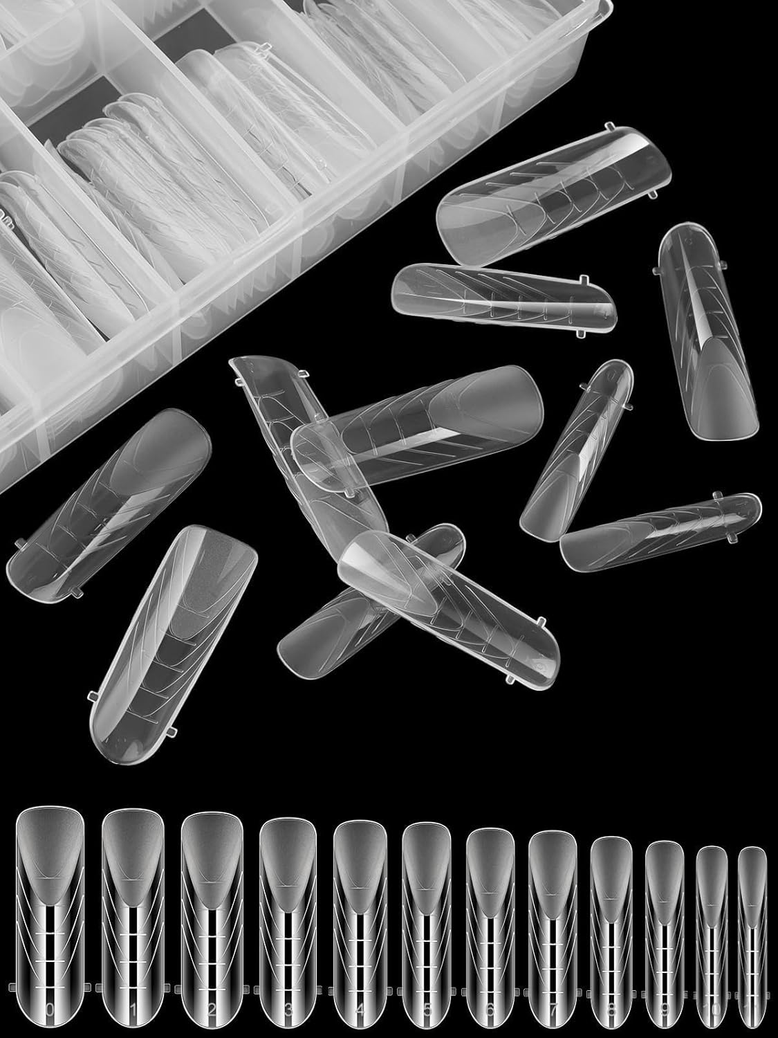 EBANKU Dual Forms for Poly Nail Gel 120CS Ballerina Dual Nail Forms Molds Acrylic Nail Tips Full Cover 12 Sizes for Builder Nail Gel Manicure Nail Art Design Salon DIY at Home-Velvo Beauty