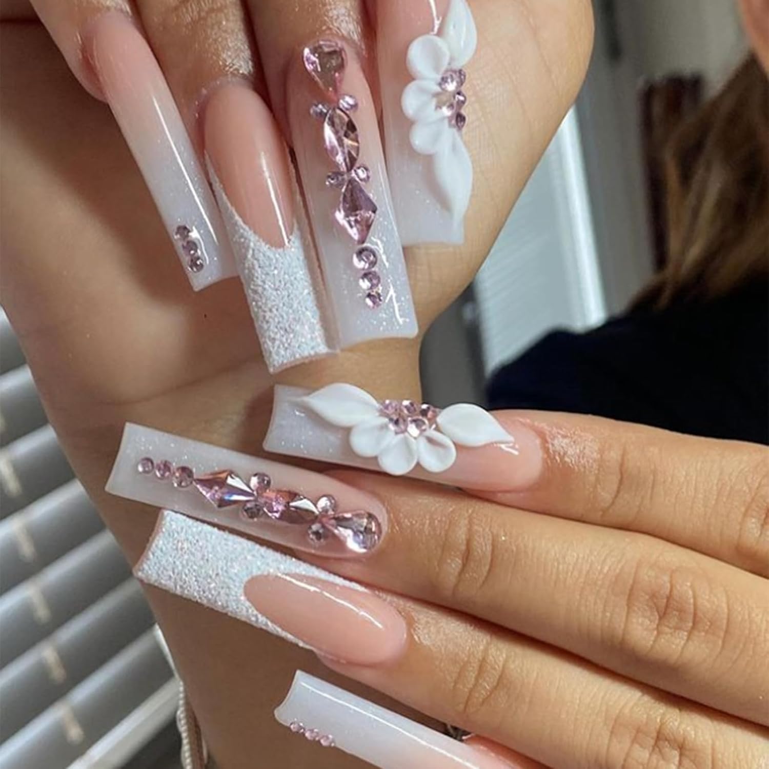 HNUIX Nail Rhinestones - 3D Multi Shape Size Crystal, Light Pink Nail Gems, Flat Back, with Kit, for Nail Art, DIY Decorations-Velvo Beauty