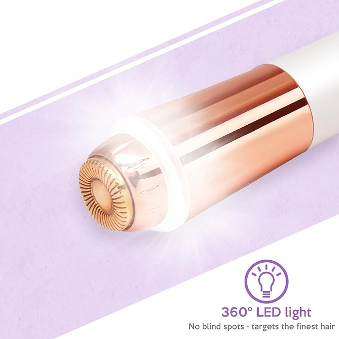 Portable Facial Hair Remover for Women – Painless, Fast & Precise Flawless Electric Razor & Epilator for Face, Lips, Chin Hair Removal – 18K Gold-Plated, 360° LED Light-Velvo Beauty