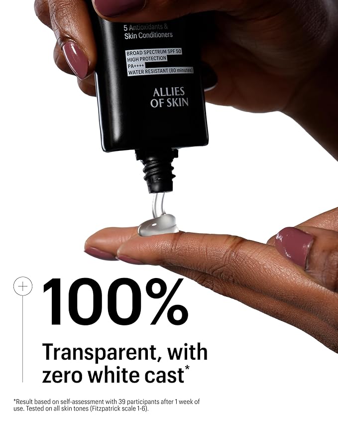 Allies of Skin Daily Face Sunscreen SPF 50 | Zero White Cast Lightweight Gel Formula | Dermatologist Tested Under Makeup Primer| Water-Resistant & PA++++ Broad Spectrum UVA/UVB (1.7 oz)-Velvo Beauty