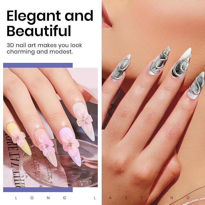 MIZHSE Solid Builder Gel Nail Kit with Nail Lamp, 3 Colors Builder Gel Clear Milky White Nude Hard Sculpting 3D Art U V LED Gels with Dual Form-Velvo Beauty