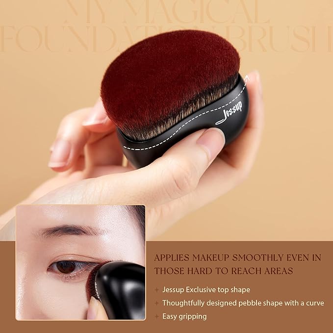 Jessup Foundation Brush Large Kabuki Makeup Brush for Face Body Blending Buffing Stippling Liquid Powder Cream Flawless with Gift Box, Black SF001-Velvo Beauty