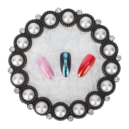 Polish Mix Palette, Resin Nail Art Display Board Cosmetic Nail Mixing Palette Color Mixing Nail Art Tips Display Plate(Copper)-Velvo Beauty