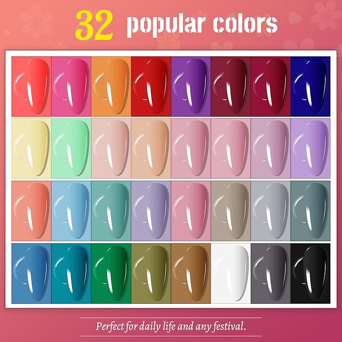 JODSONE Gel Nail Polish Kit with U V Light 36 PCS Classic Black and White Nude and Blue Purple Gel Polish Set with Manicure Tools Suitable for All Sea-Velvo Beauty
