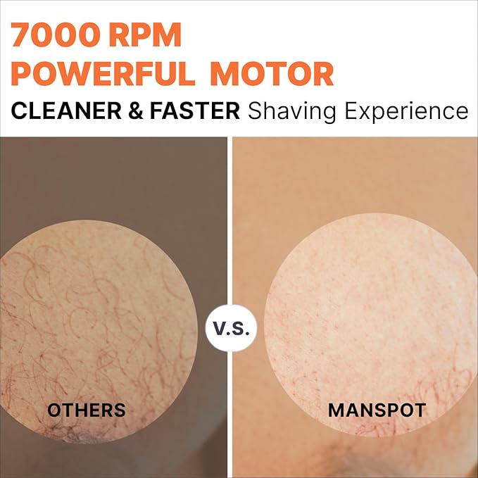 MANSPOT Manscape Groin & Body Hair Trimmer for Men, Electric Ball Pubic Trimmer Shaver,Manscape Kit with 4 Guard,Replaceable Ceramic Blade Heads,Waterproof Wet/Dry Shaver,90 Minutes Shaving-Velvo Beauty