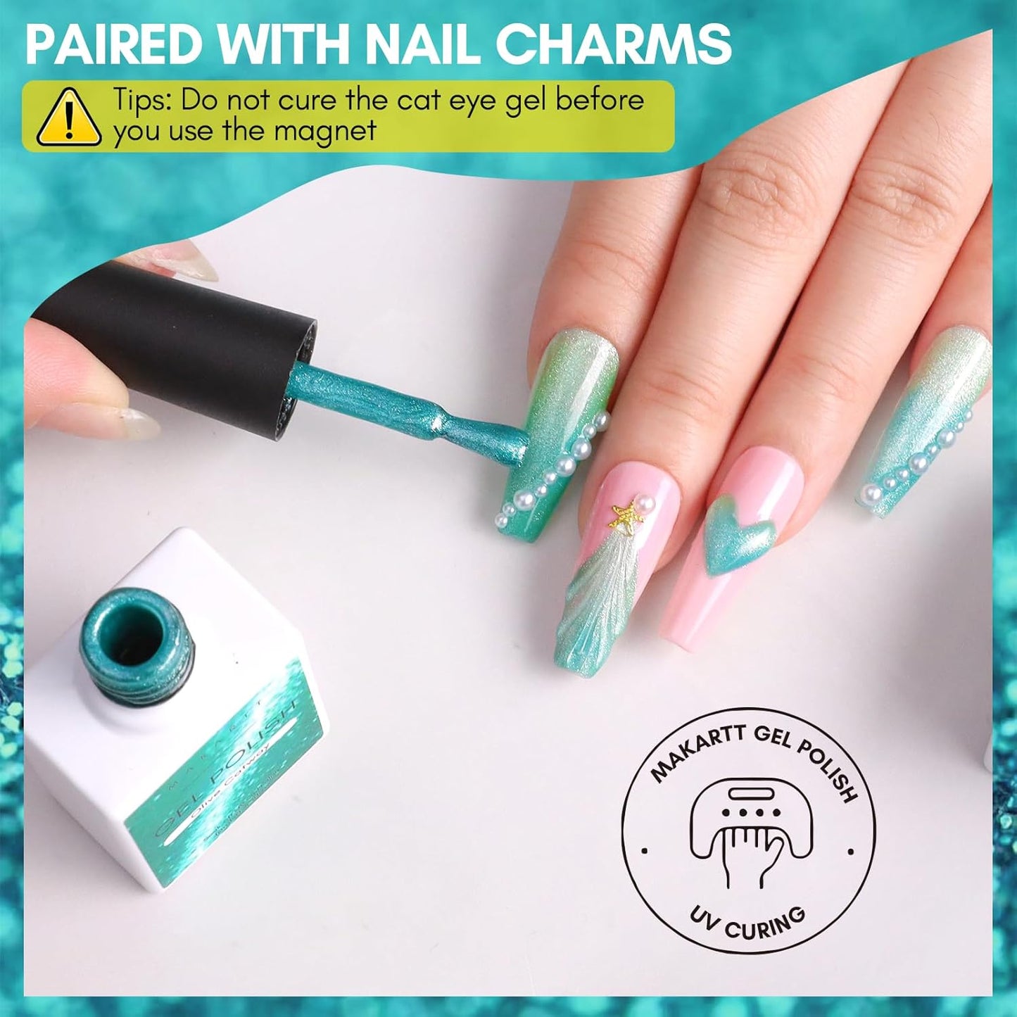 Makartt Cat Eye Gel Nail Polish: Reflective Glitter Gel with Magnet for Temperature Changing Magnetic Nails, Nail Polish UV/LED Light Cured, DIY Nail Art, Salon & Home Use(Olive Catway) 10ml-Velvo Beauty