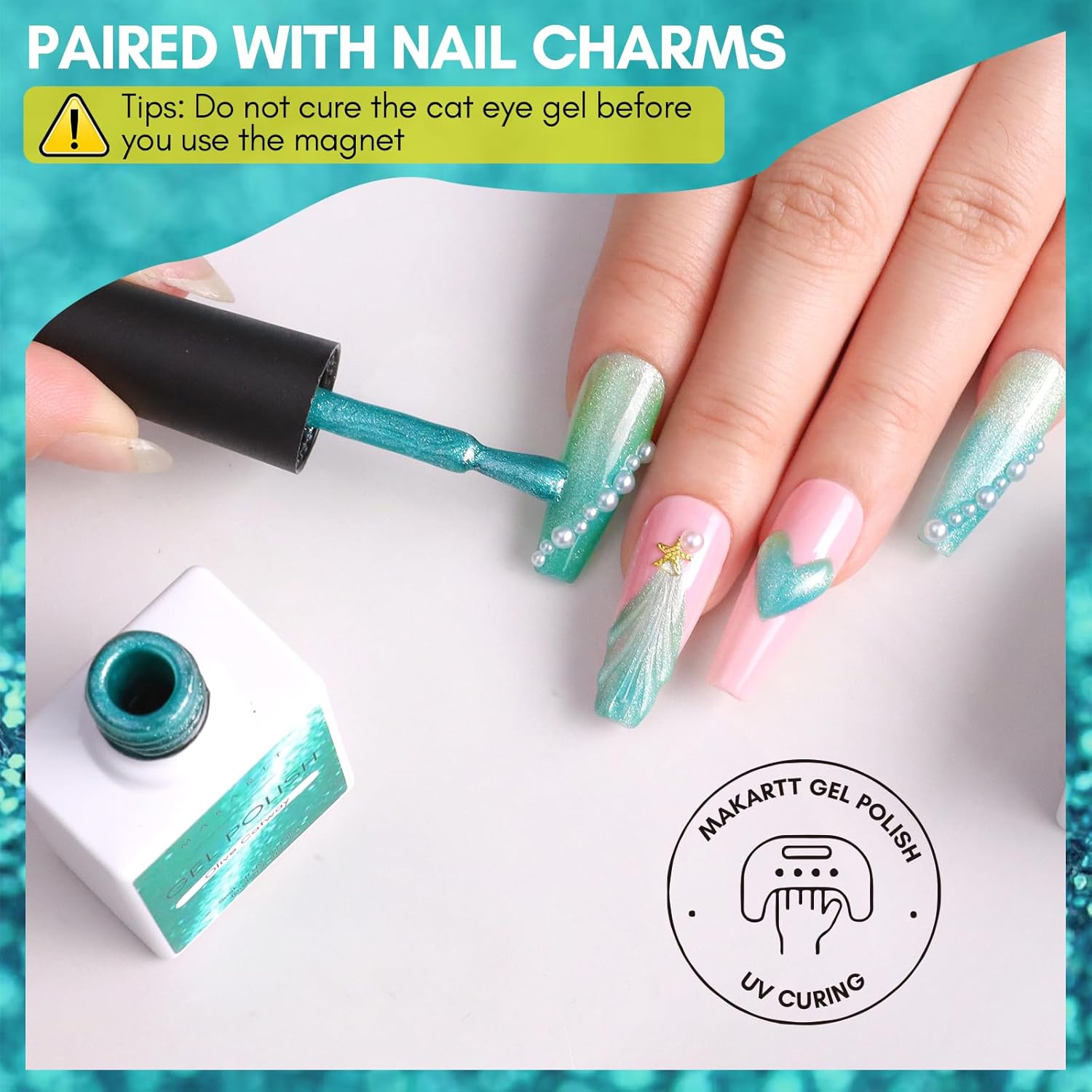 Makartt Cat Eye Gel Nail Polish: Reflective Glitter Gel with Magnet for Temperature Changing Magnetic Nails, Nail Polish UV/LED Light Cured, DIY Nail Art, Salon & Home Use(Olive Catway) 10ml-Velvo Beauty