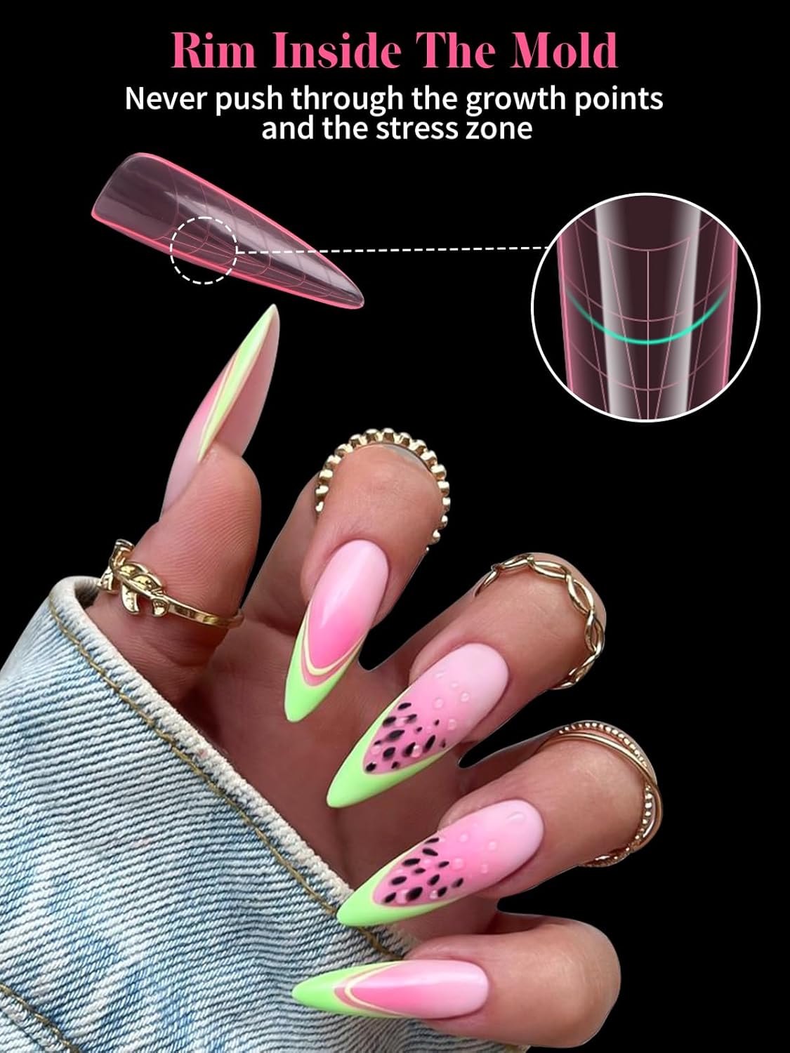 EBANKU Stiletto Dual Nail Forms for Poly Extension Gel, 120 PCS Pink Nail Molds Reusable Nail Extension Forms for Builder Gel Manicure Design Salon DIY-12 Sizes-Velvo Beauty