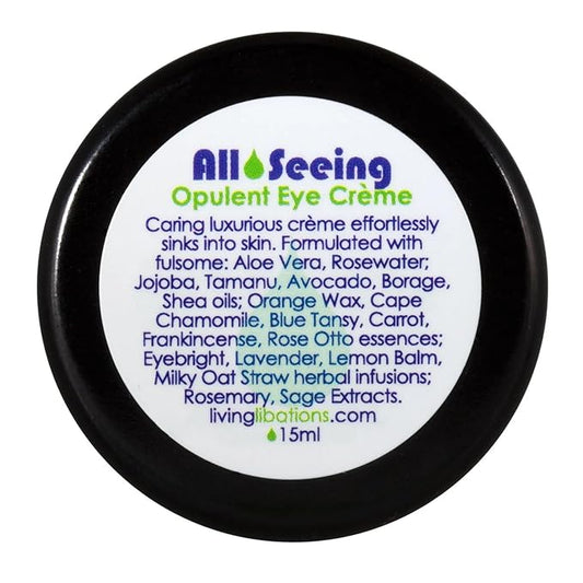 Living Libations - Organic All Seeing Opulent Eye Crème | Natural, Wildcrafted, Vegan Clean Beauty (0.5 fl oz | 15 mL)-Velvo Beauty