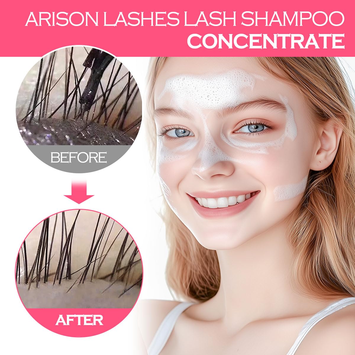 ARISON LASHES Lash Shampoo Concentrate for Lash Extensions 100ML Eyelash Cleanser Concentrate Oil-Free Eyelash Extension Shampoo with Salon Home Care(Bubble gum)-Velvo Beauty