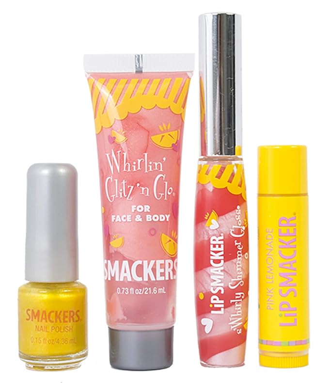 Lip Smacker Pink Lemonade Glam Bag Makeup Set for Girls | Lip Balm, Lip Gloss, Nail Polish, & Lotion | Christmas Make Up Collection | Holiday Present | Gift for Girls | Set of 4-Velvo Beauty