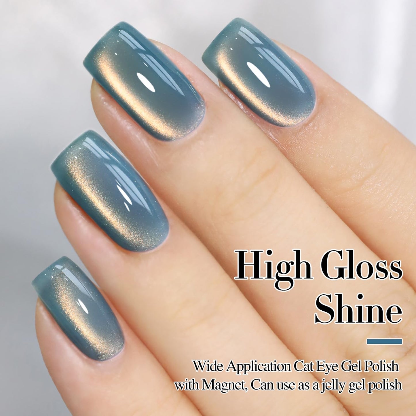 Double Rhythm 15ML Ice Glass Cat Eye Gel Polish with Magnet Holographic Glitter Shimmer Translucent Sheer Color Salon Soak Off Magnetic Nail at Home (SKy Teal-MC1132)-Velvo Beauty