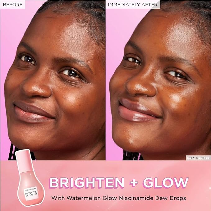 Glow Recipe Back to School Essentials Korean Skin Care Set - Watermelon Fine Mist, Dew Drops, PHA Facial Toner, Pink Juice Moisturizer, Strawberry Blur Drops, Glossy Balm & Compact Mirror (7 Count)-Velvo Beauty