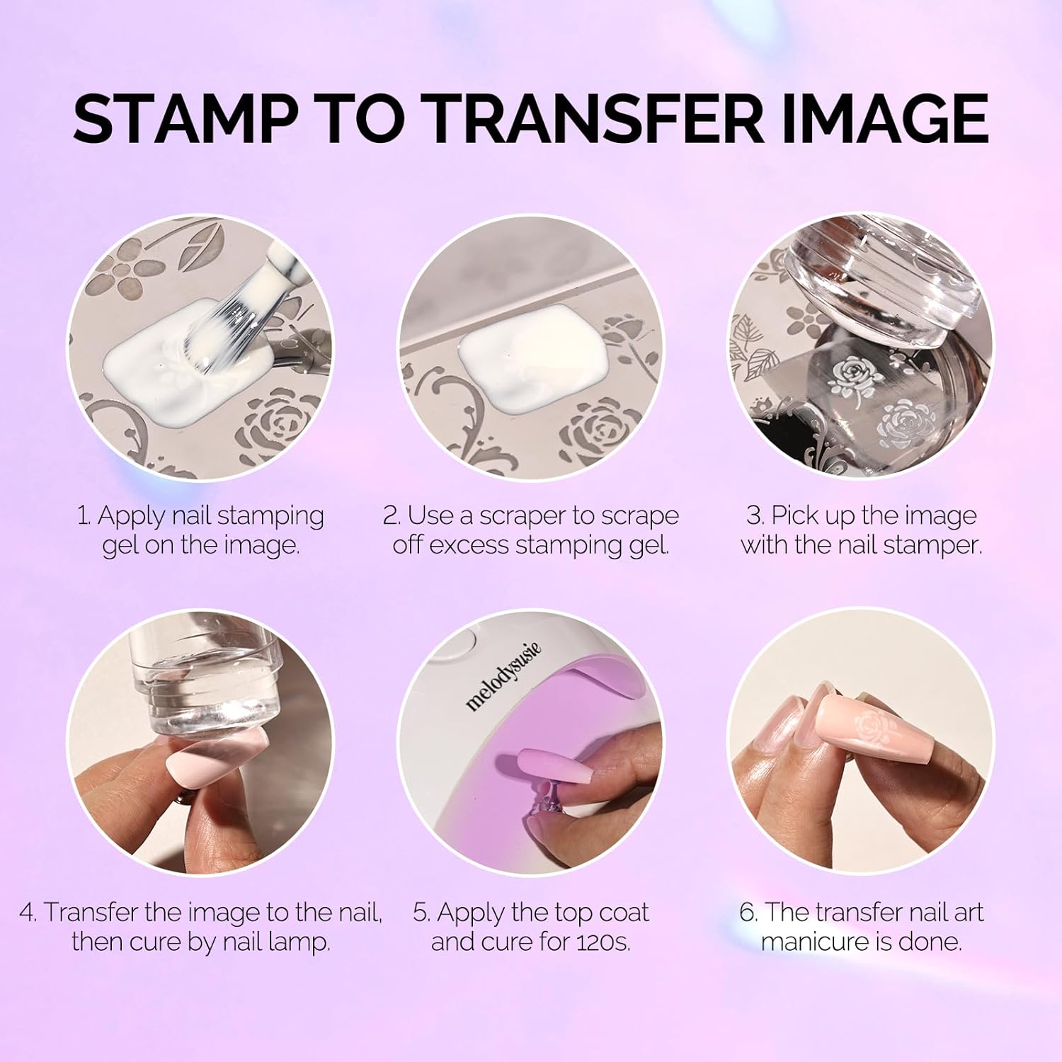 MelodySusie French Nail Stamper, Nail Stamper Kit, Silicone Nail Stamp, Long and Short Stampers with Scrapers, 4PCS Nail Stamper Tool for French Manicure DIY Home Nail Design Salon, Purple-Velvo Beauty