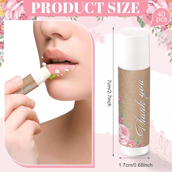 Demissle Jasmine Moisturizing Lip Balm, 40 Pcs Bulk - Thank You for Celebrating with Us, Wedding Favors, Bridal Showers-Velvo Beauty