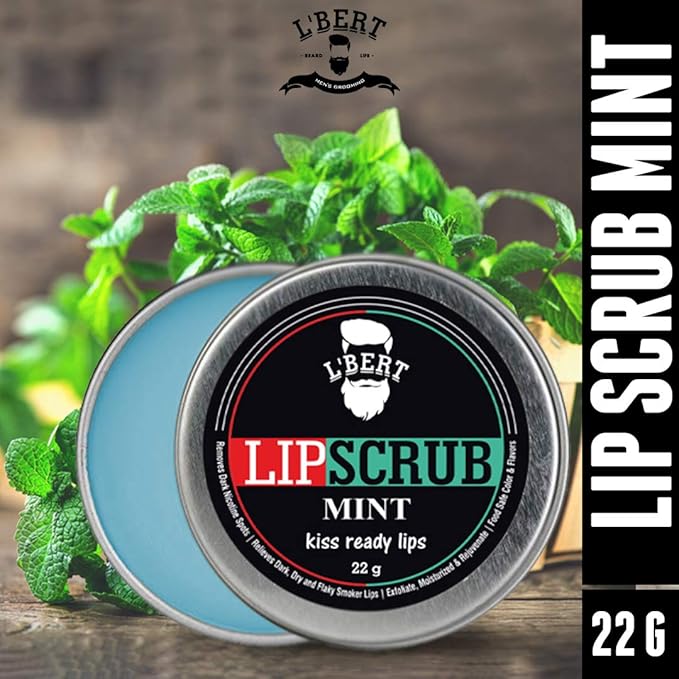 L'BERT Mint Lip Scrub, Kiss Ready Lips for Lightening & Brightening Dark Lips - 15 g-Velvo Beauty