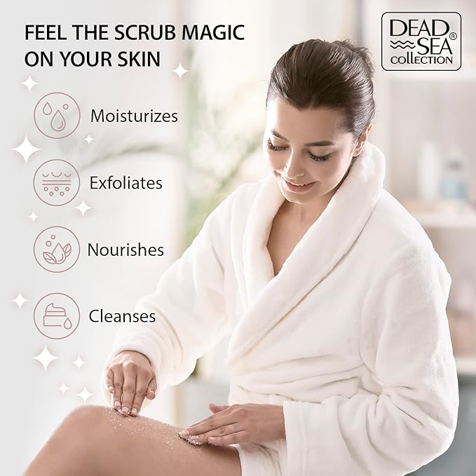Dead Sea Collection Argan Salt Scrub – Exfoliating Body Scrub for Women – Moisturizing and Nourishing Skin – with Pure Oils and Dead Sea Minerals (23.28 Oz)-Velvo Beauty