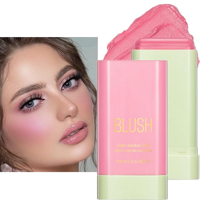Blush Stick, Cream Blush Stick for Cheeks & Lips, Blendable Long-Lasting Multi-Use Contour Stick & Highlighter Makeup (#1 SHY PINK)-Velvo Beauty