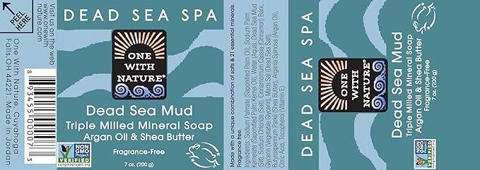 One With Nature Dead Sea Mud Soap 4oz 3-Pack – Purifying and Exfoliating Soap Bar with Dead Sea Salt Minerals for Face & Body, for Men & Women-Velvo Beauty