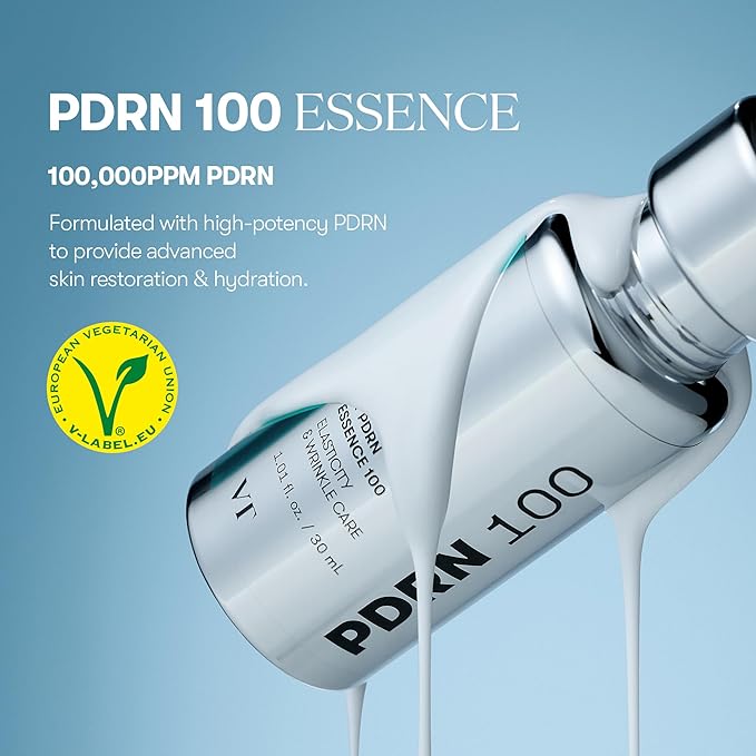 VT COSMETICS PDRN 100 Essence, Intensive Glow Serum, 100,000ppm Vegan PDRN, Skin Restoration & Plumping, Hydrating & Moisturizing, Firming, Fine Lines, Korean Skincare 1.01 fl. Oz.-Velvo Beauty