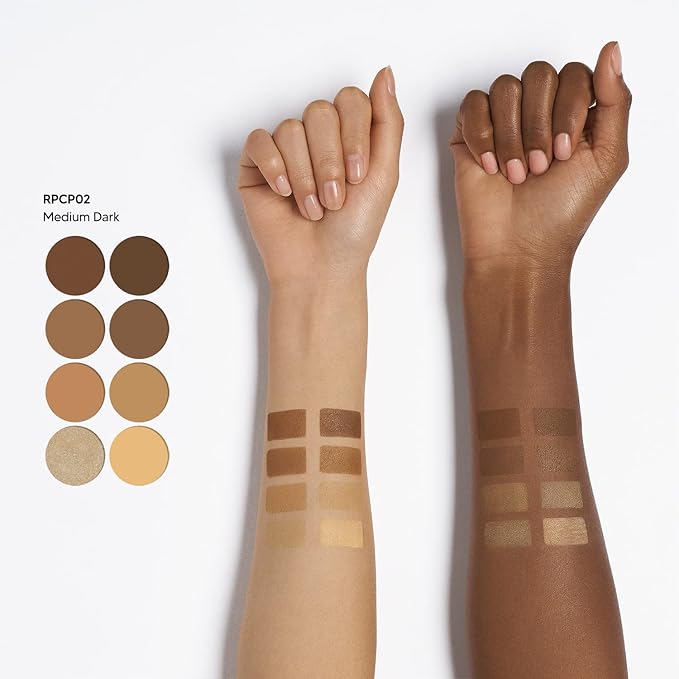 Ruby Kisses 3D Powder Contour Palette Medium Dark Define your cheekbones, perfect your nose, and sculpt your jawline-Velvo Beauty