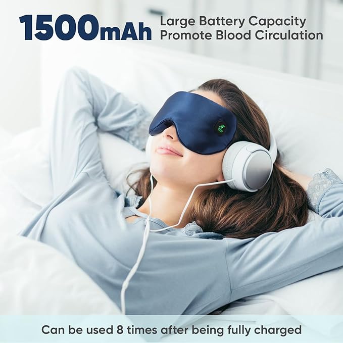 Heated Eye Mask for Dry Eyes, Cordless Warm Eye Compress for Blepharitis, Styes, 1500mAh Large Battery Capacity, Washable Cover, Gifts for Family and Friends (Blue)-Velvo Beauty