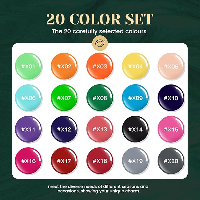 JEWHITENY 23PCS Nail Polish Set 20 Colors Gel Nail Polish Jelly Color Natural and Elegant Long Lasting Suitable for Salon at Home-Velvo Beauty