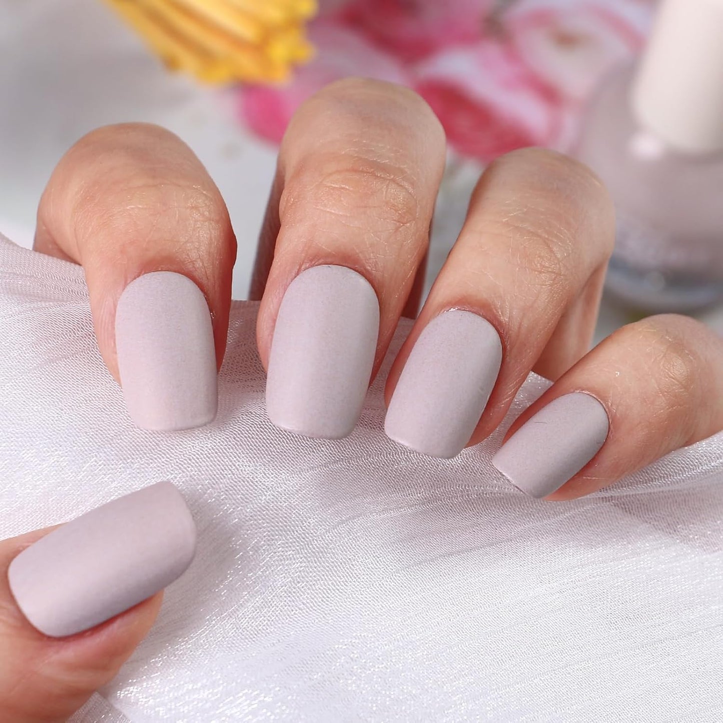 Matte Nail Polish Air Dry Nail Lacquer for Nail Art Varnish, Mist Effect Matte Finish Velvet Nail Polish, 0.35 fl oz (Light Gray-07, 10 ML)-Velvo Beauty