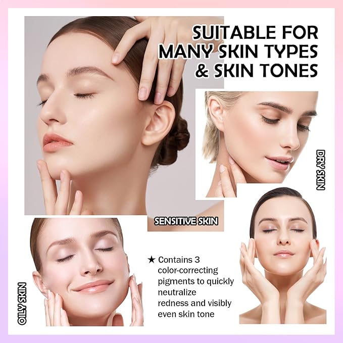 2PCS One Step Color Corrector,Tri-Color Color Correcting Facial Serum,Moisturizing Color Changing Foundation,Oil Control Tinted Moisturizer Isolation Cream for Face Makeup Primer Base-Velvo Beauty