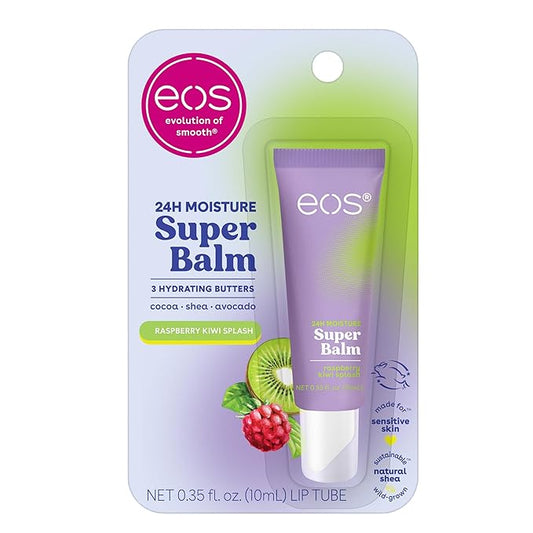 eos 24H Moisture Super Balm- Raspberry Kiwi Splash, Lip Mask, Day or Night Lip Treatment, Made for Sensitive Skin, 0.35 fl oz-Velvo Beauty