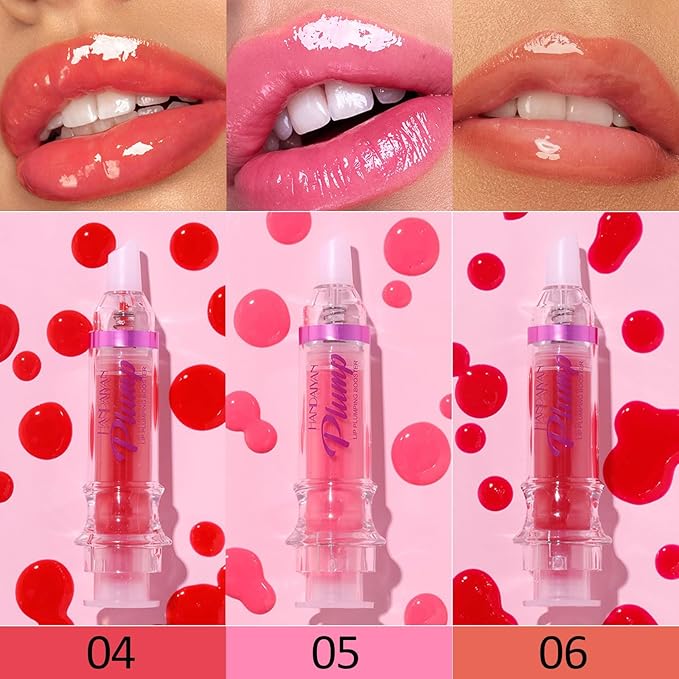 Natural Spicy Lip Plumping Booster Lip Plumping Oil, Lip Plumper Gloss, Ultra-Hydrating & Nourishing Plump and Pout Lip Plumper, Glossy Finish Fuller Lip Plumping Lip Gloss for Women Girls(3PC)-Velvo Beauty