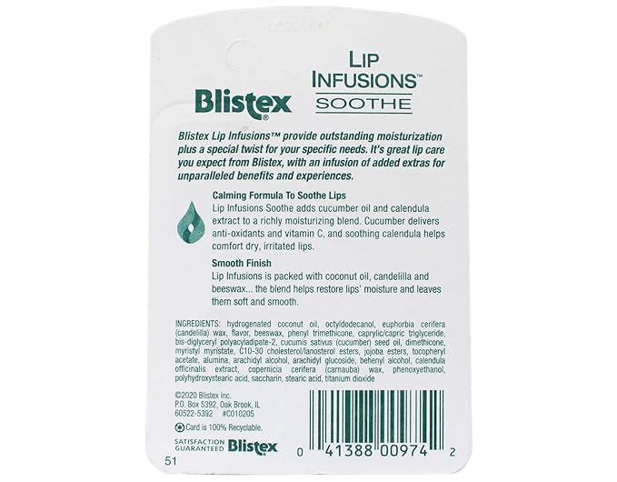 Blistex Lip Infusions Soothe Lip Moisturizer 0.13 Ounce (3 Pack)-Velvo Beauty