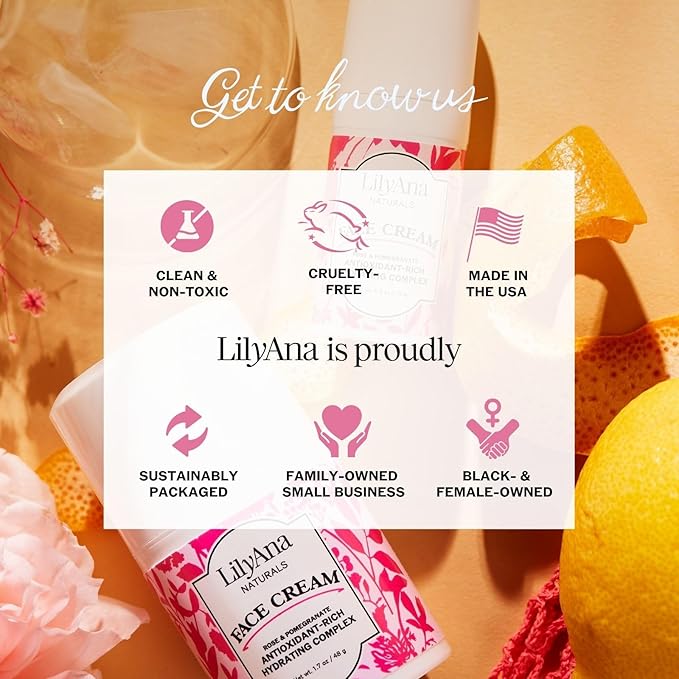 LilyAna Naturals Face and Neck Moisturizer for Women and Men - Moisturizer Face and Neck Cream for Dry Skin and Dark Spot Brightening - Rose and Pomegranate Extracts - 1.7oz-Velvo Beauty