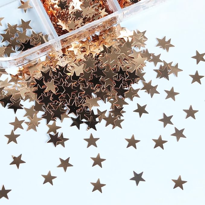 12 Grid July 4th Nail Art Glitter Sequins Independence Day Star Nail Decal Gold Glitter Flakes for Women-Velvo Beauty