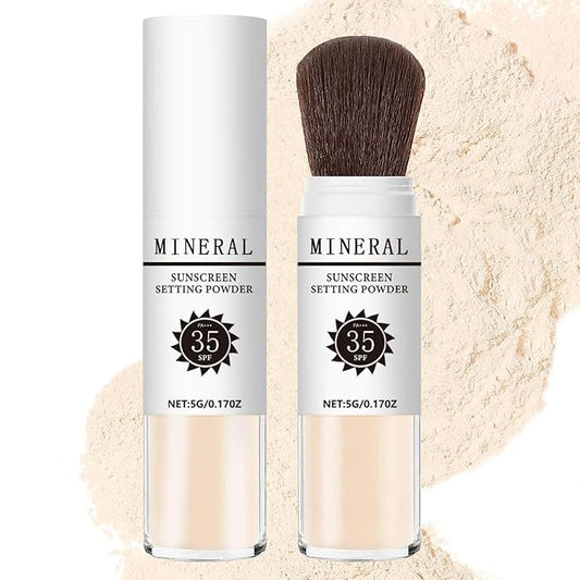 Mineral Sunscreen Setting Powder, SPF 35 Translucent Loose Powder, Mineral Brush Powder, Oil Control Natural Matte Finish, Lasting Lightweight Breathable for All Skin (#02 Fair)-Velvo Beauty