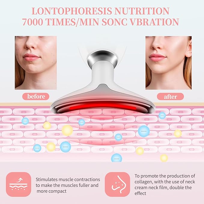 Red-Light-Therapy-for-Face and Neck, Face 𝖲 culpting Wand with 7 Color, Anti 𝖶rinkles Facial Massager for Face and Neck Tool for Skin Care (White)-Velvo Beauty