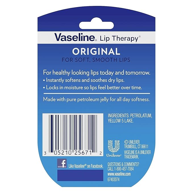 Vaseline Lip Therapy Original – Mini Vaseline Lip Balm, Hydrating Petroleum Jelly, Clear Lip Gloss, Travel-Size, 0.25 Oz Ea (Pack of 4)-Velvo Beauty