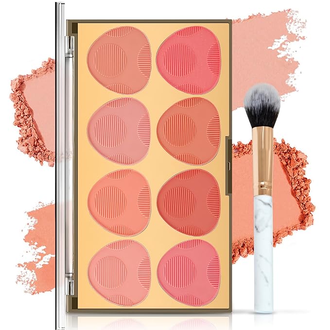 DAGEDA 8 Colors Blush Palette Makeup, Natural Face Blush for Cheeks, Smooth Powder Blush Palette with Brush,Facial Makeup Blushes Set-Velvo Beauty