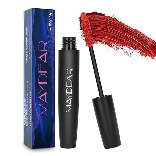 Maydear Red Mascara Waterproof, Smudge-Proof & Long-Lasting, Fast-Dry Lengthening Color Mascara for Bold Lashes-Velvo Beauty