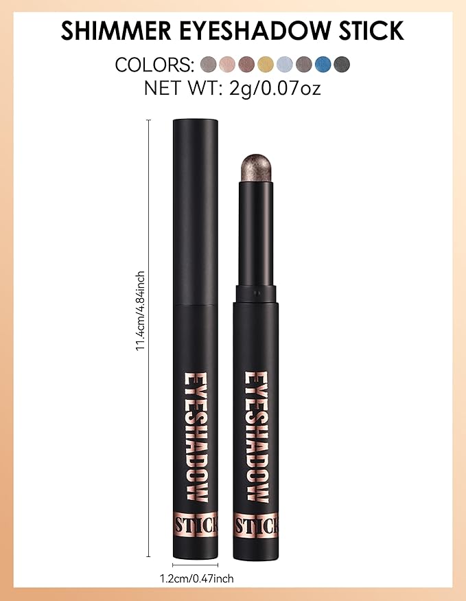 Erinde Shimmer Cream Eyeshadow Stick, Long Lasting Metallic Eye Shadow Sticks, Waterproof Creamy Glitter Eyeshadow Pencil, High Pigmented Blendable Neutral Eye Makeup, 24 Midnight Black Shimmer-Velvo Beauty