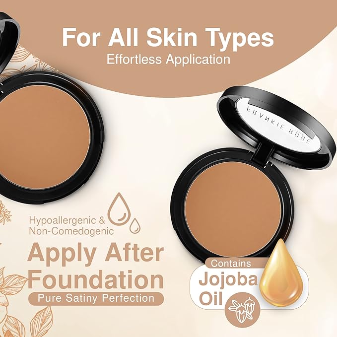 Frankie Rose Cosmetics Powder Foundation – Full Coverage Face Powder For Pores & Imperfections, Evens Out Skin Tone & Shine-Control | 58 Grams (Tan)-Velvo Beauty