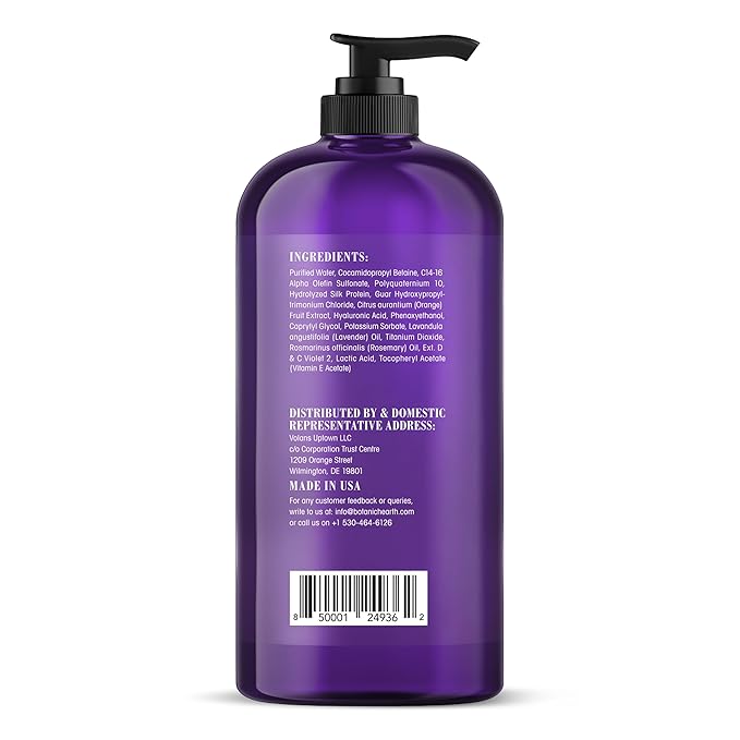 Botanic Hearth Purple Shampoo 16 Fl Oz | For All Shades Of Blonde, Silver & Gray Hair | With Lavender Oil, Vitamin E & Rosemary Oil | Sulfate & Paraben Free-Velvo Beauty