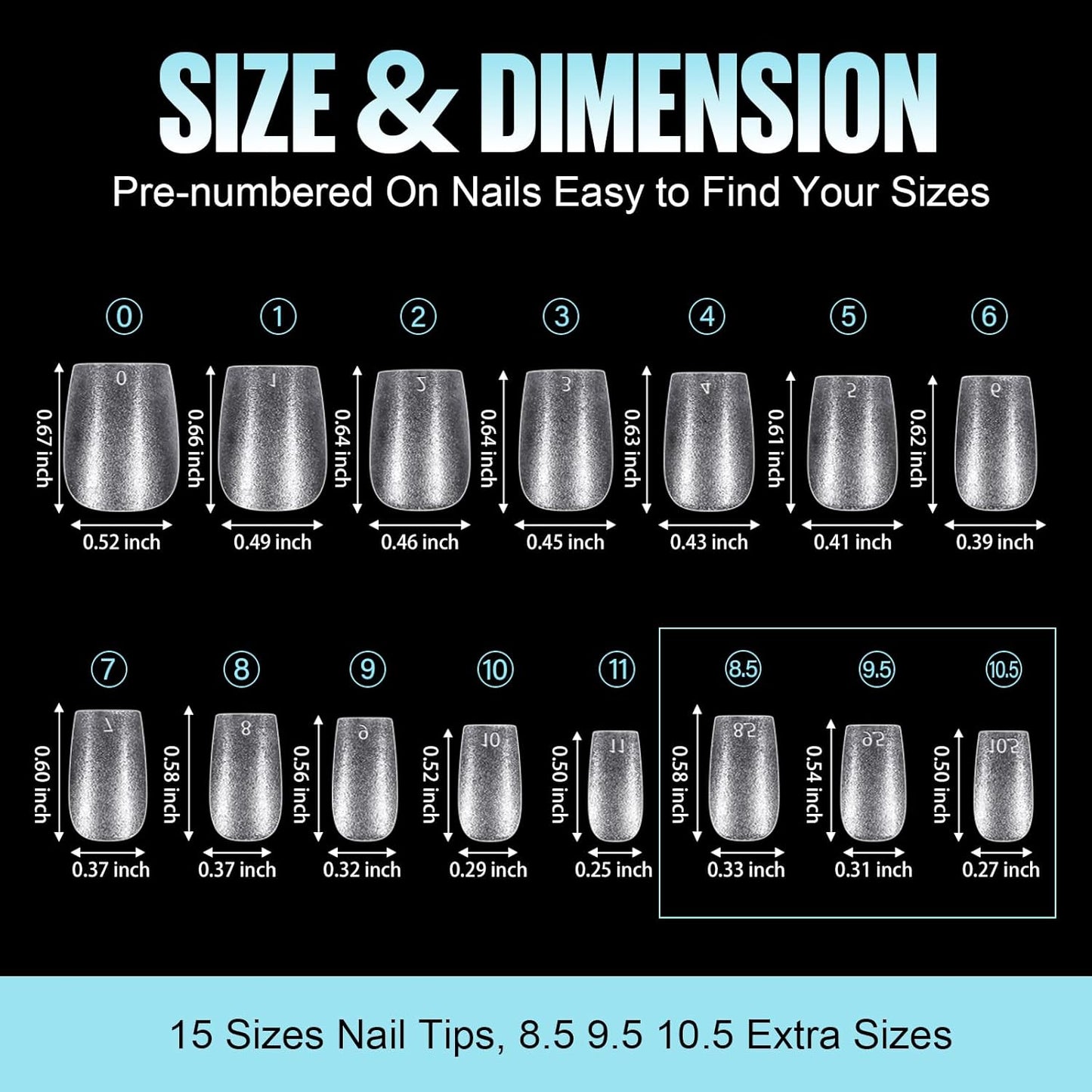 TOMICCA Extra Short Coffin Nail Tips, 360Pcs Extra Short Gel Tips Full Matte Soft Nails Tips, Fake Acrylic Coffin Nail Tips for Dip Powder Gel Polish 15 Sizes-Velvo Beauty