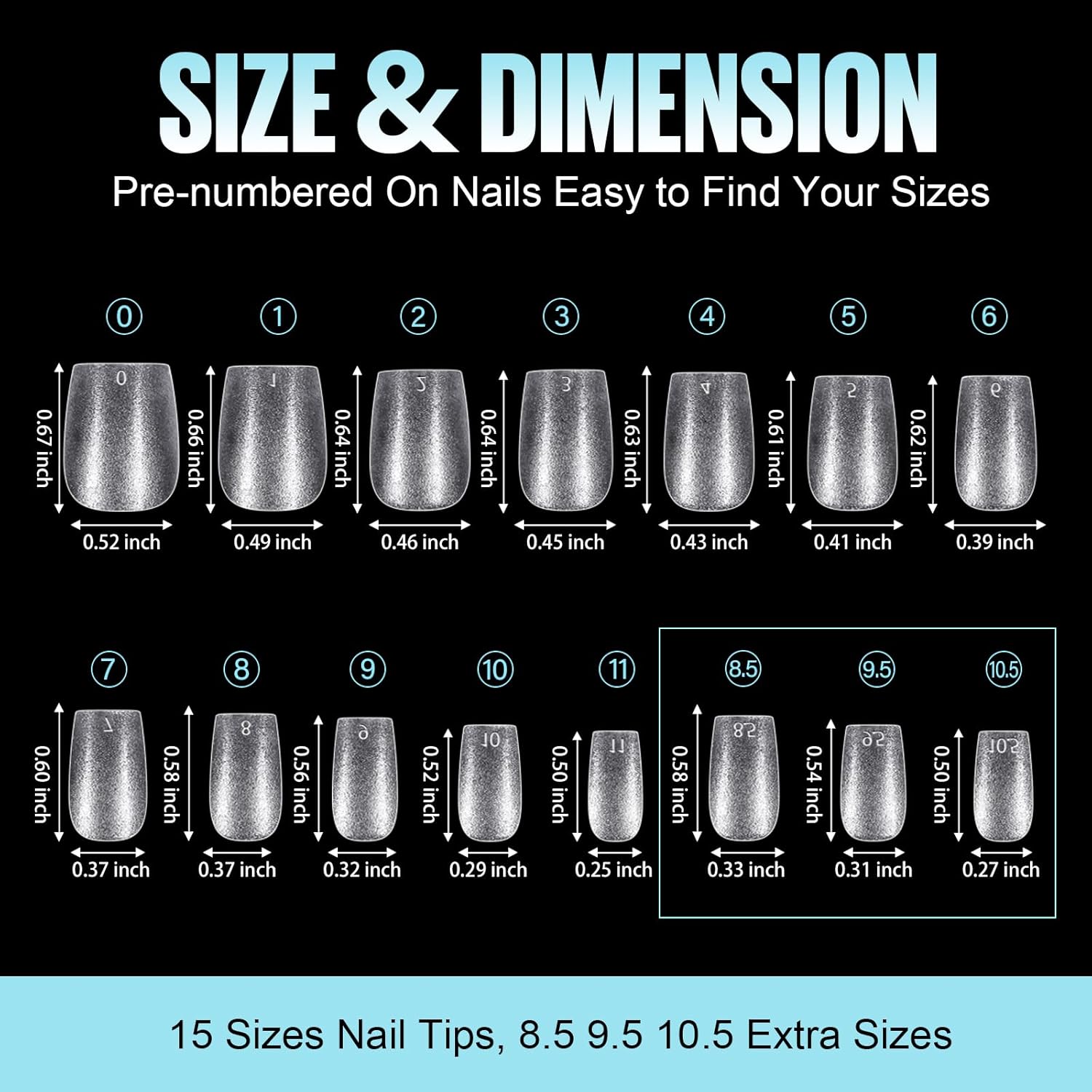 TOMICCA Extra Short Coffin Nail Tips, 360Pcs Extra Short Gel Tips Full Matte Soft Nails Tips, Fake Acrylic Coffin Nail Tips for Dip Powder Gel Polish 15 Sizes-Velvo Beauty