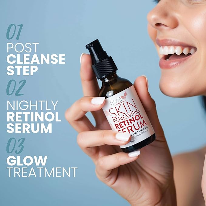 Eva Naturals Retinol Serum for Face – Anti Aging Night Serum with Hyaluronic Acid, Vitamin E, Witch Hazel, Aloe – Wrinkle Moisturizer, Dark Spot Corrector, Acne Scar Treatment, Skin Brightening – 2oz-Velvo Beauty