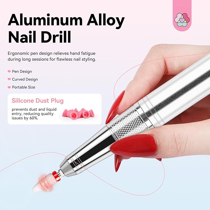 SAVILAND 45000RPM Electric Nail Drill Professional: Unique Coreless Nail File Last 15H Long Battery Life |Cordless Nail Drill for Quick Acrylic Nail Removal Ultra Quiet Salon Use Manicure Pedicure-Velvo Beauty