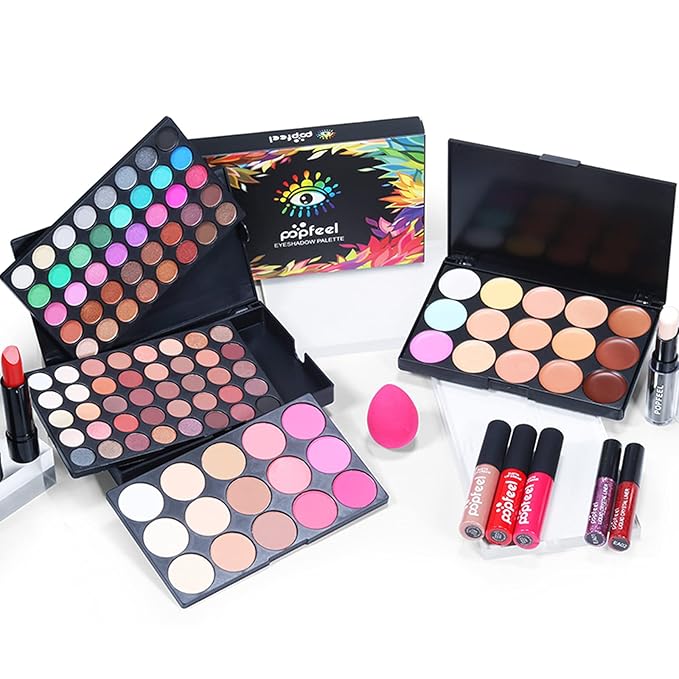 Multi-purpose Makeup Kit All-in-One Makeup Gift Set Colours Mix Eyeshadow Concealer Lip Gloss Pressed Powder and Powder Blusher Cosmetic Makeup Palette Set Kit #097-Velvo Beauty