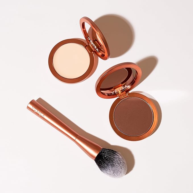 YENSA Super Serum Silk Powder Foundation - Matte Foundation Makeup to Blur and Smooth Pores - Provides a Radiant and More Even Skin Tone for a Natural, Healthy Glow - Light Medium 1 (0.35 oz)-Velvo Beauty