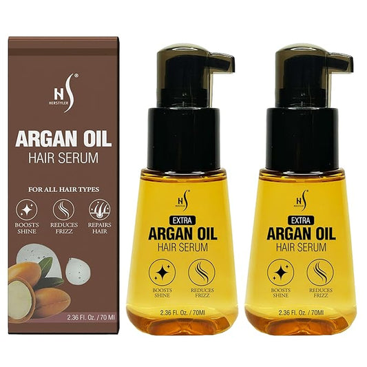 HerStyler Advanced Argan Oil Hair Serum for Women - Anti Frizz Serum for Hair - for Frizzy, Dry and Damaged Hair - Nourishing - 2.36 Fl Oz / 70 Ml - Pack of 2-Velvo Beauty